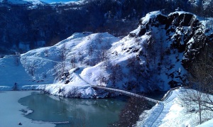 bridge frozen lake